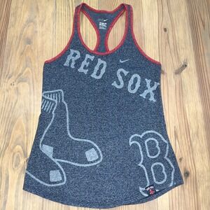 Nike‎ Red Sox Women's Tank Top Athletic MLB Baseball Heather Gray Red Trim